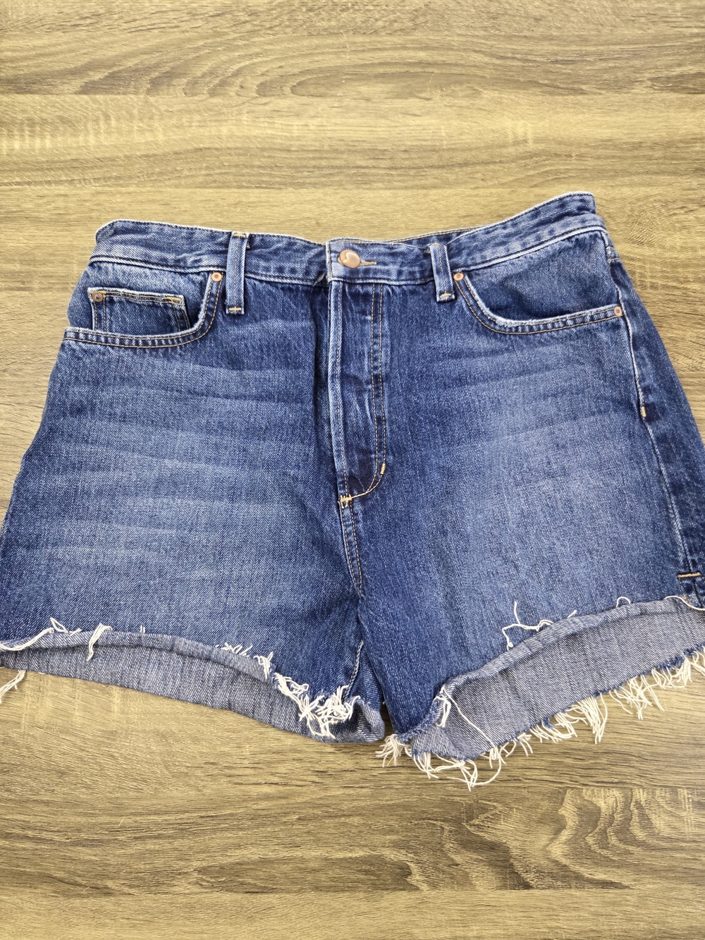 Joe's The Smith High Rise Cut-Off Shorts Women's Size 31 Blue Denim Button Fly
